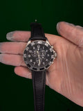 Nautica Black Leather Strap Chronograph