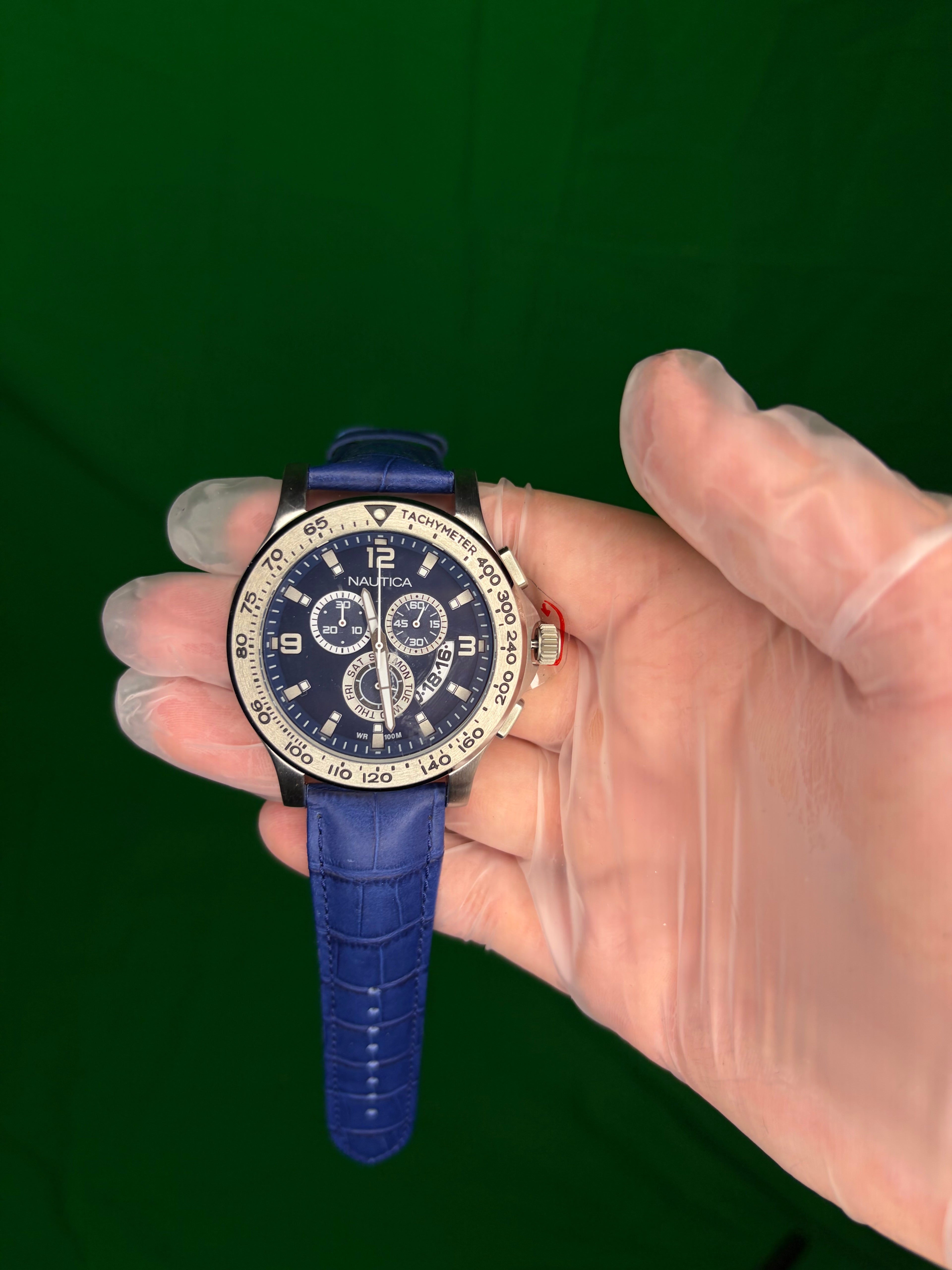Nautica Blue Leather Strap Chronograph