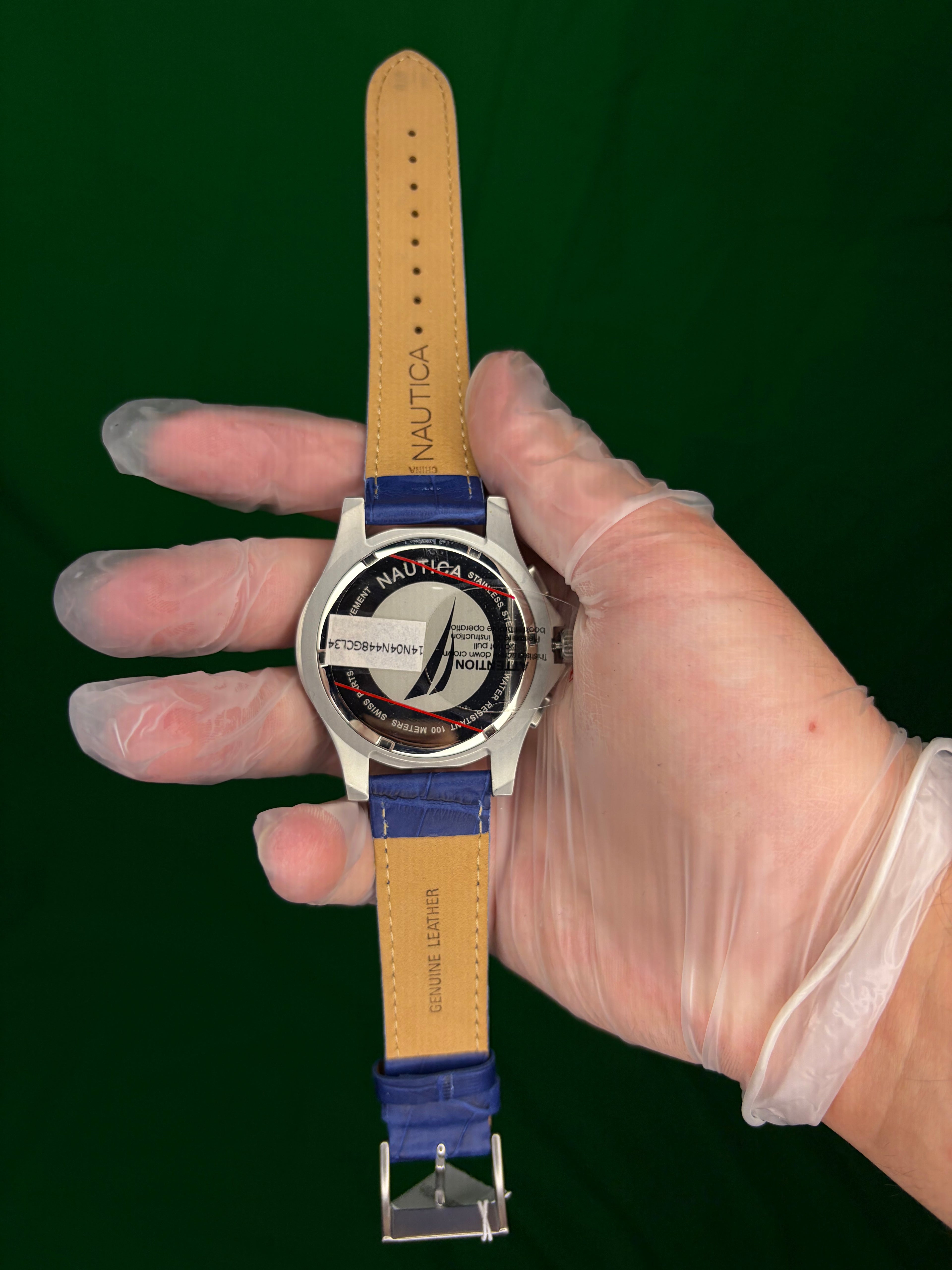 Nautica Blue Leather Strap Chronograph